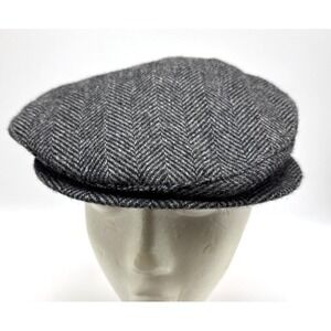 Lake Of The Isles Beret Men's L Wool Cap Hat Gray Tweed Button